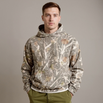 Camo Style Leaf Print Hoodie