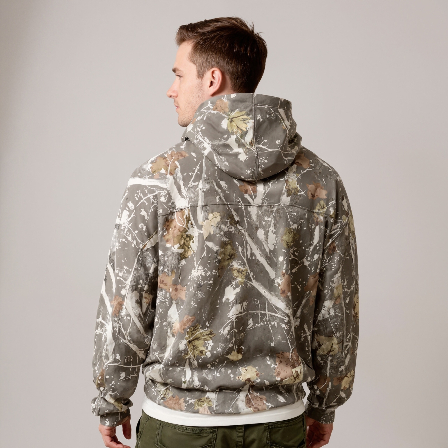 Camo Style Leaf Print Hoodie
