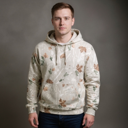 Camo Style Leaf Print Hoodie