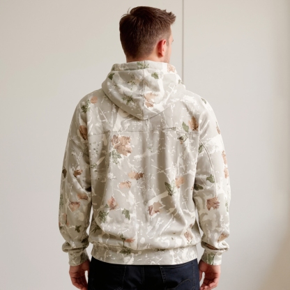 Camo Style Leaf Print Hoodie
