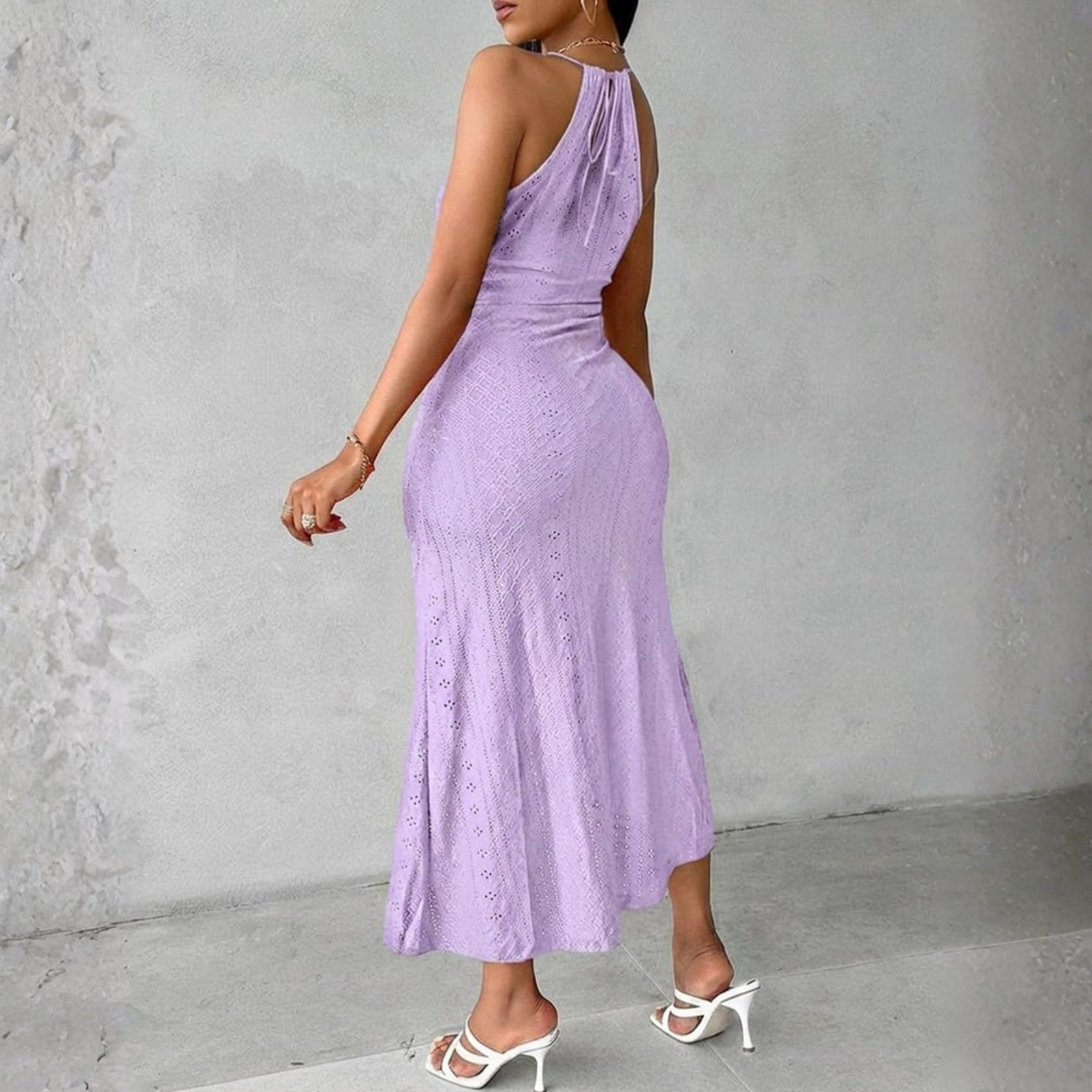 Casual Embroidered A Line Halter Dress For Summer
