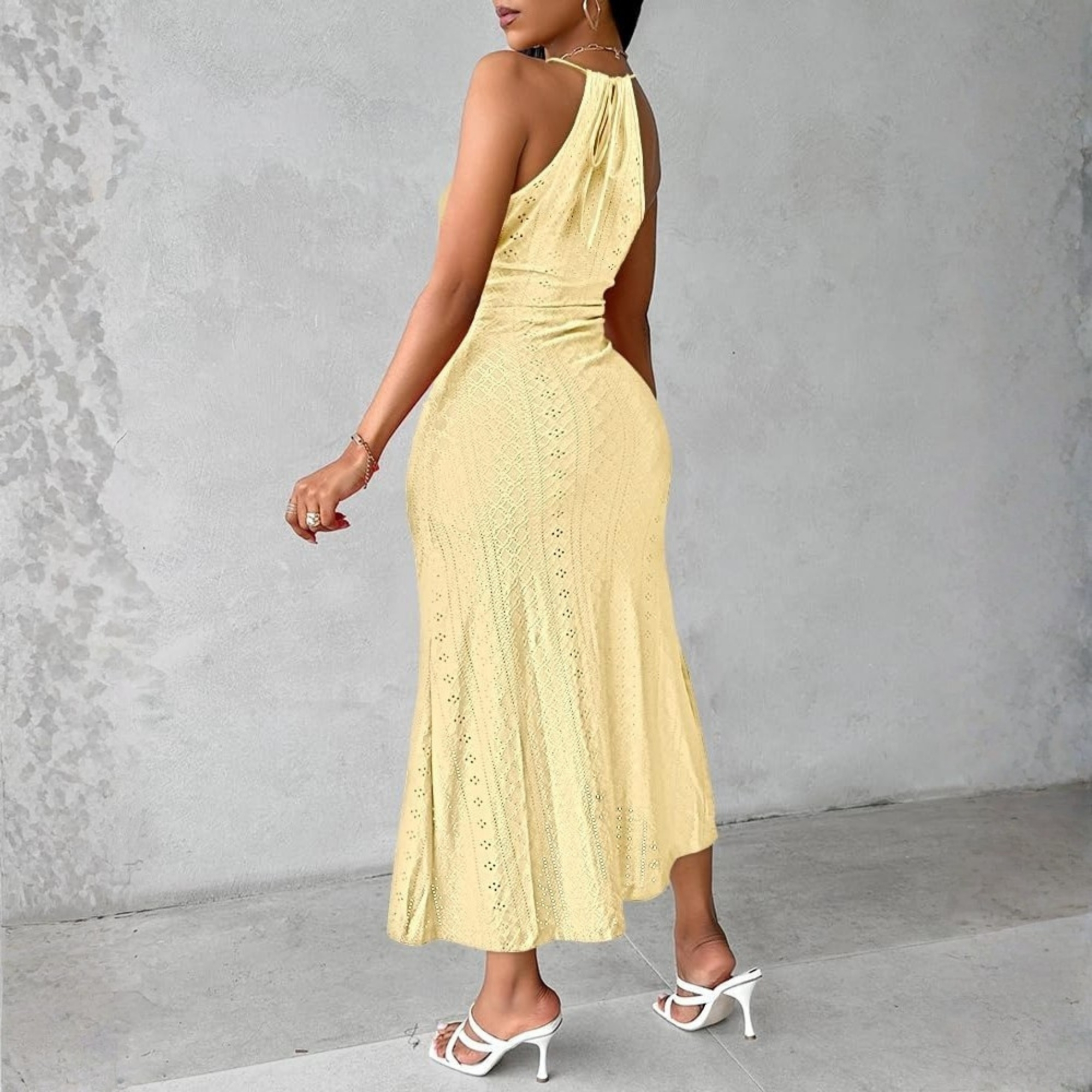 Casual Embroidered A Line Halter Dress For Summer
