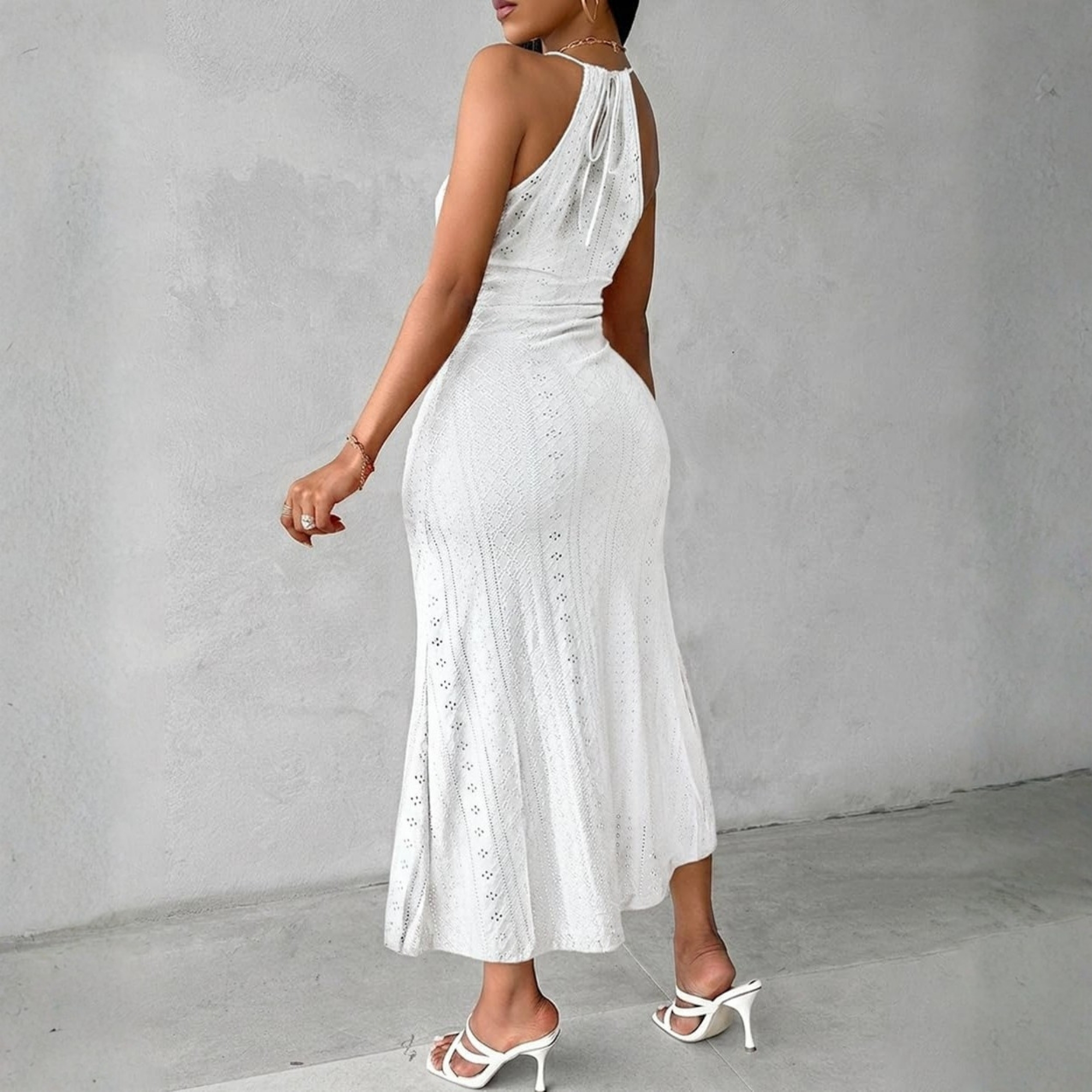 Casual Embroidered A Line Halter Dress For Summer