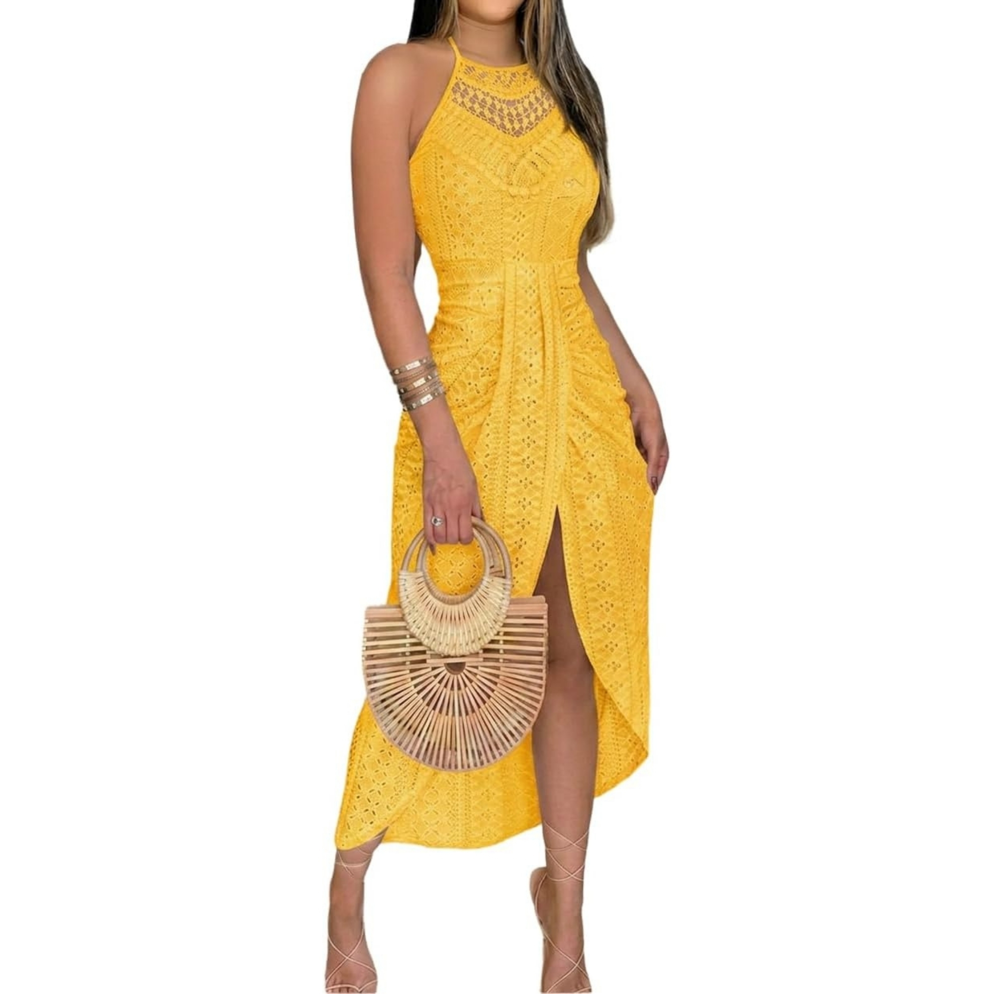 Casual Embroidered A Line Halter Dress For Summer