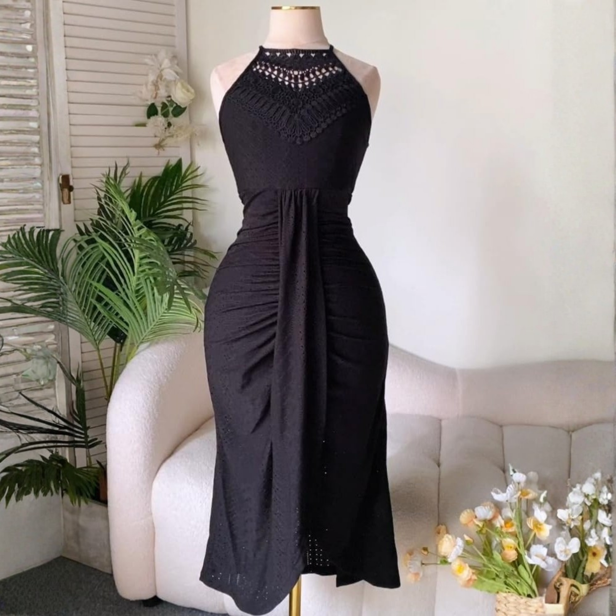 Casual Embroidered A Line Halter Dress For Summer