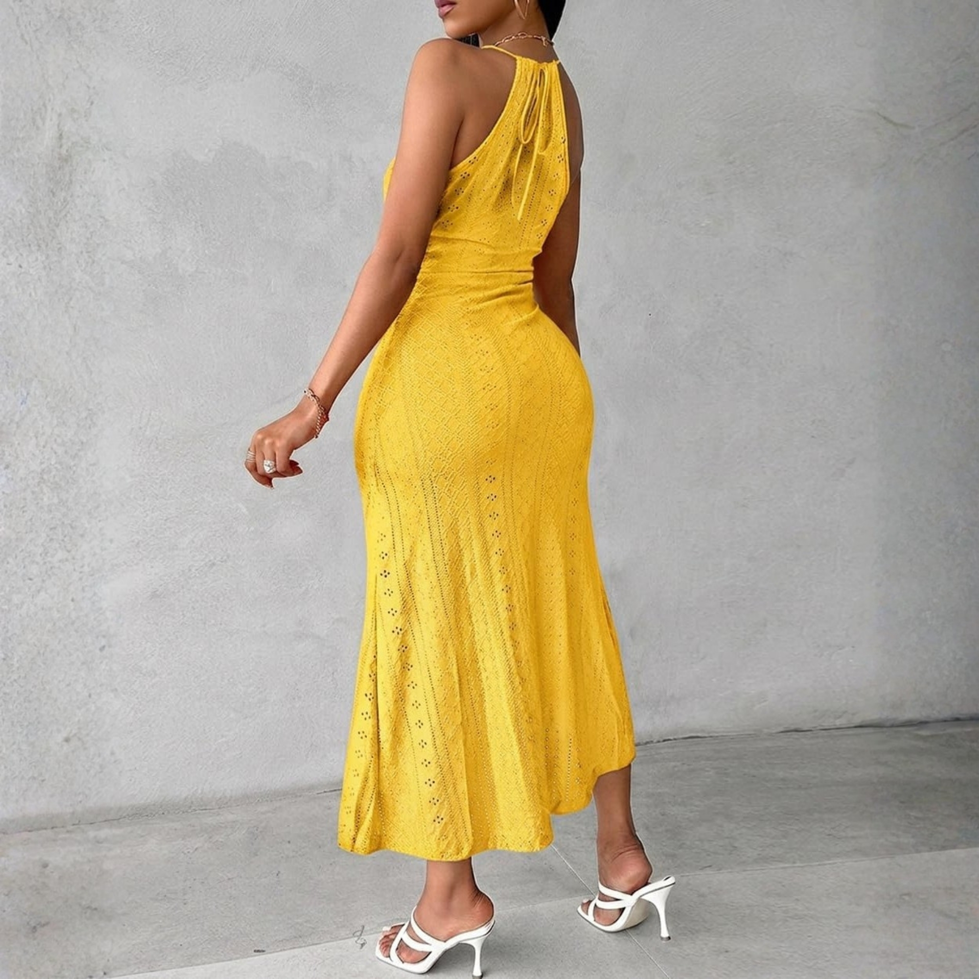 Casual Embroidered A Line Halter Dress For Summer