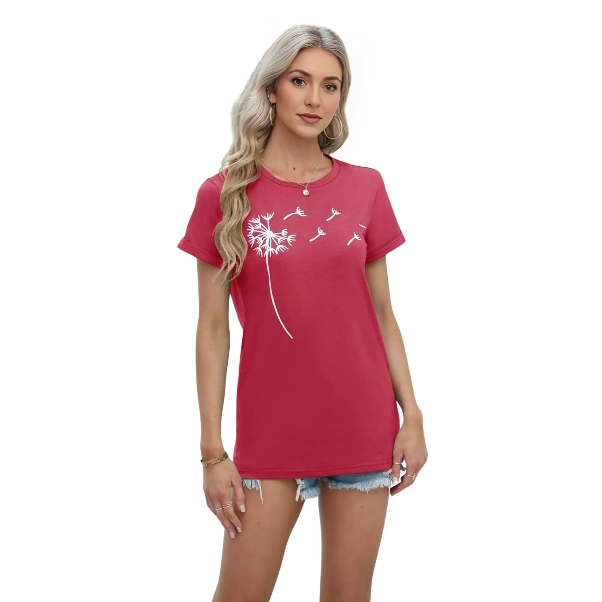 Casual Everyday Style Dandelion Graphic Short Sleeve T Shirts