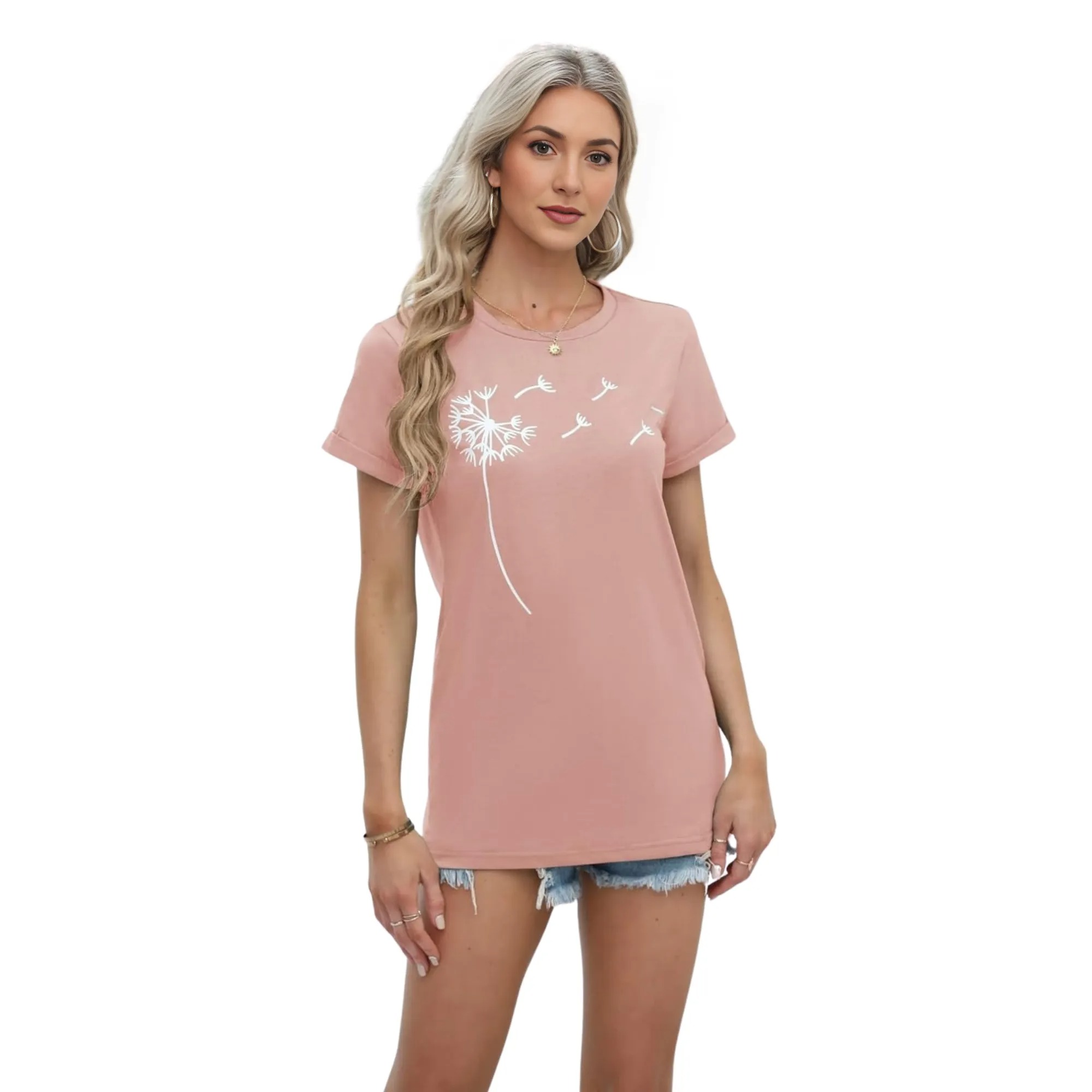 Casual Everyday Style Dandelion Graphic Short Sleeve T Shirts