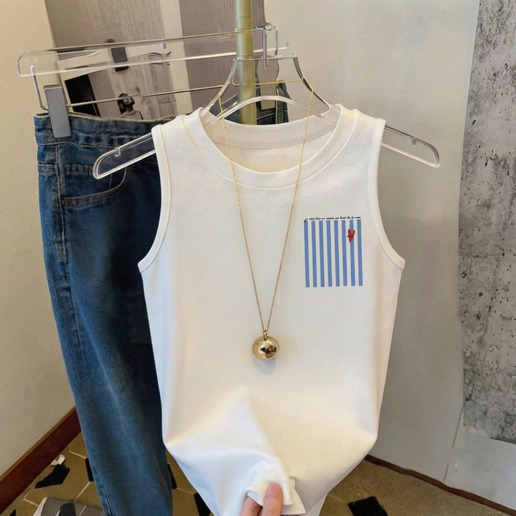 Casual Letter and Floral Print Tank Top