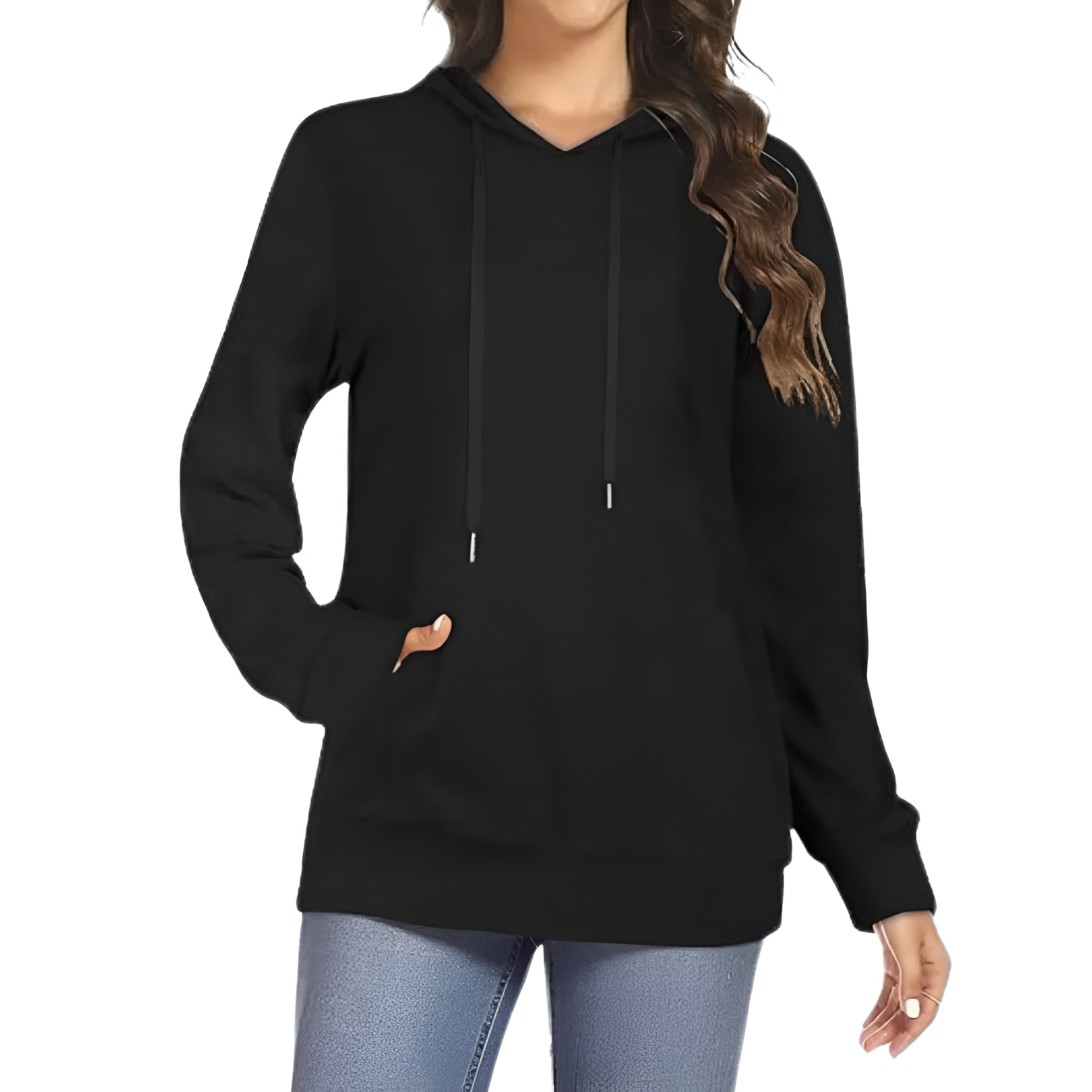 Casual Loose Fit Hoodies With Pullover Style And Drawstring For Women
