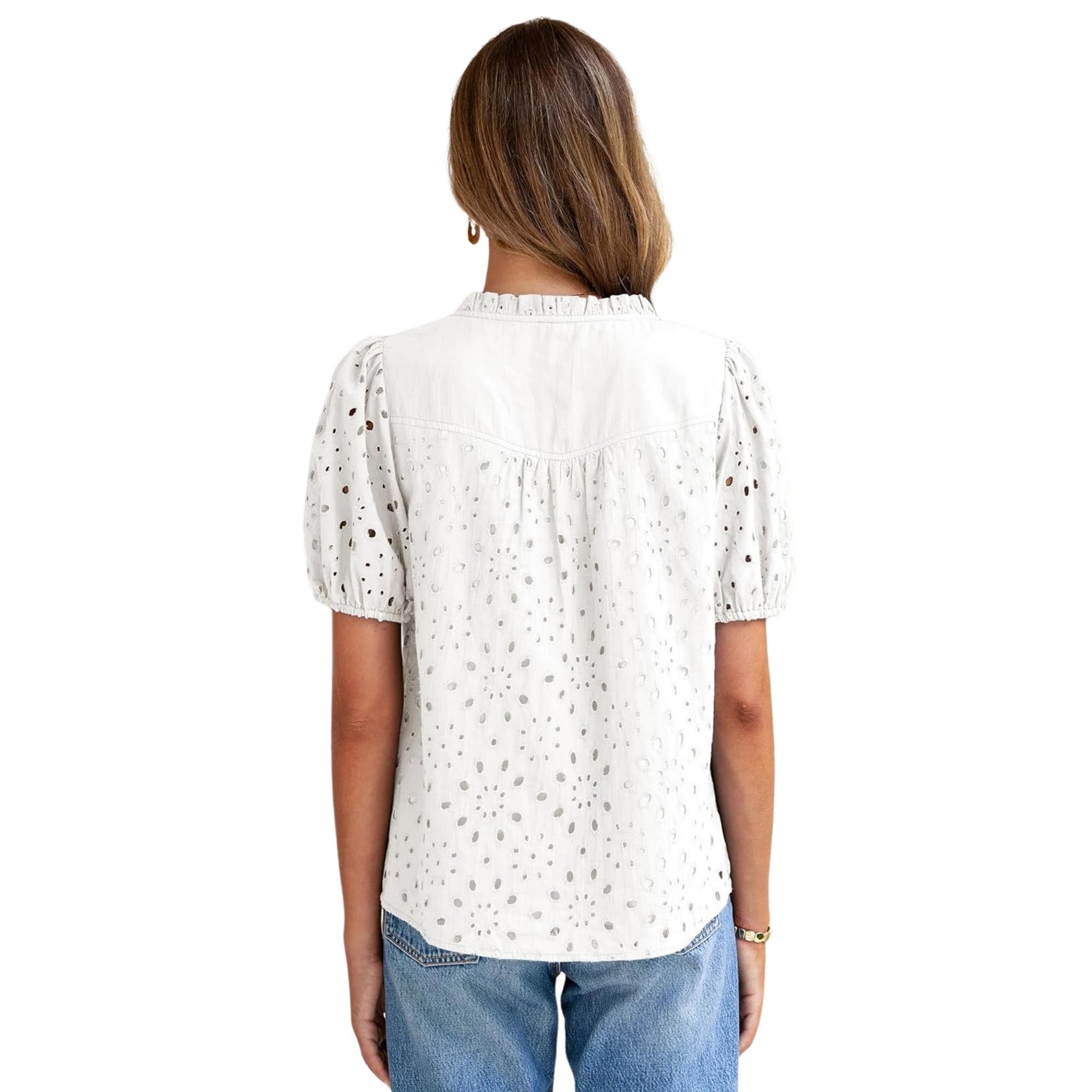 Casual Puff Sleeve Button Style Top