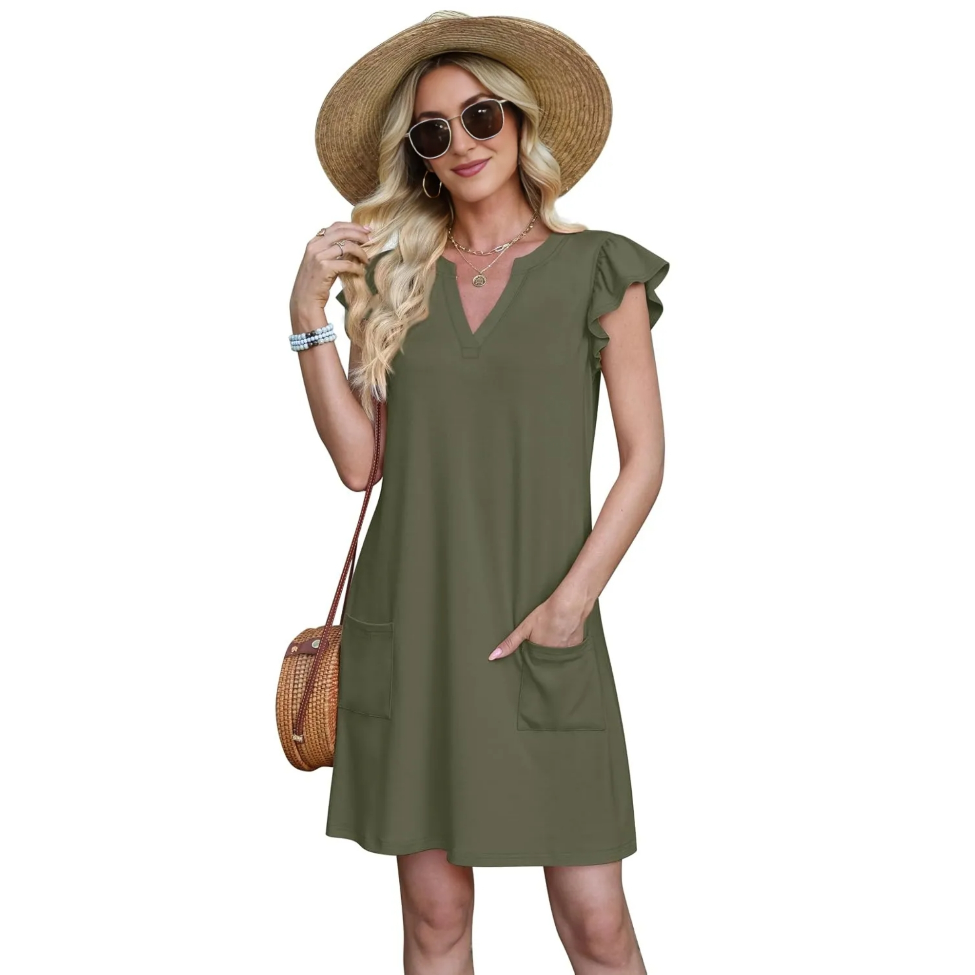 Casual Spring Summer Dress With Pockets For Women