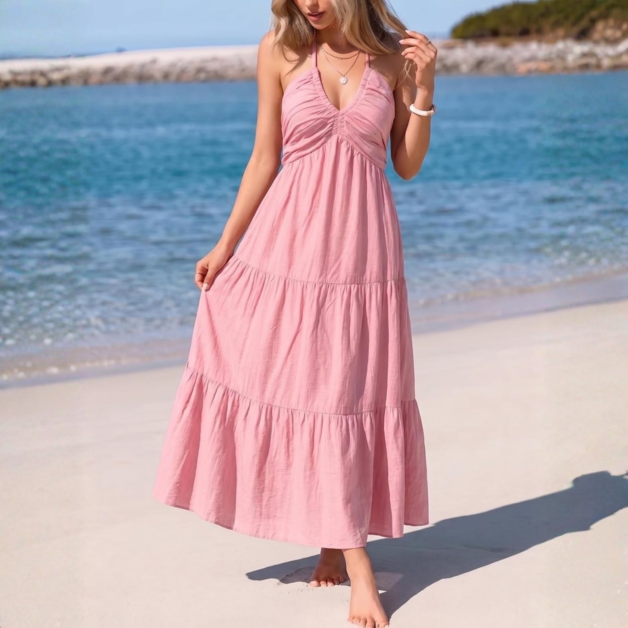 Casual Tiered Maxi Dress For Women