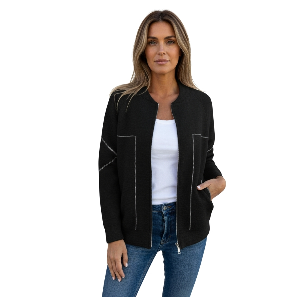 Casual Zip Front Jacket With Pockets-My Comfy Blouse