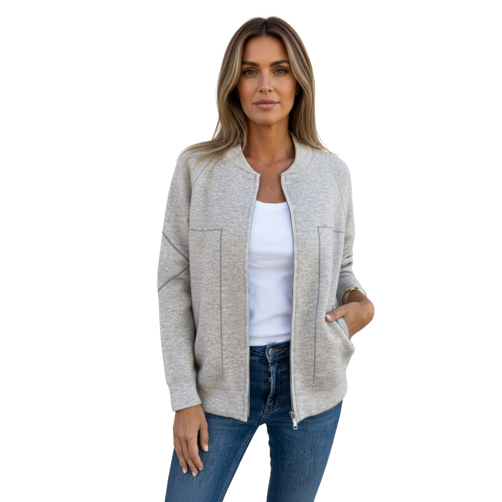 Casual Zip Front Jacket With Pockets-My Comfy Blouse