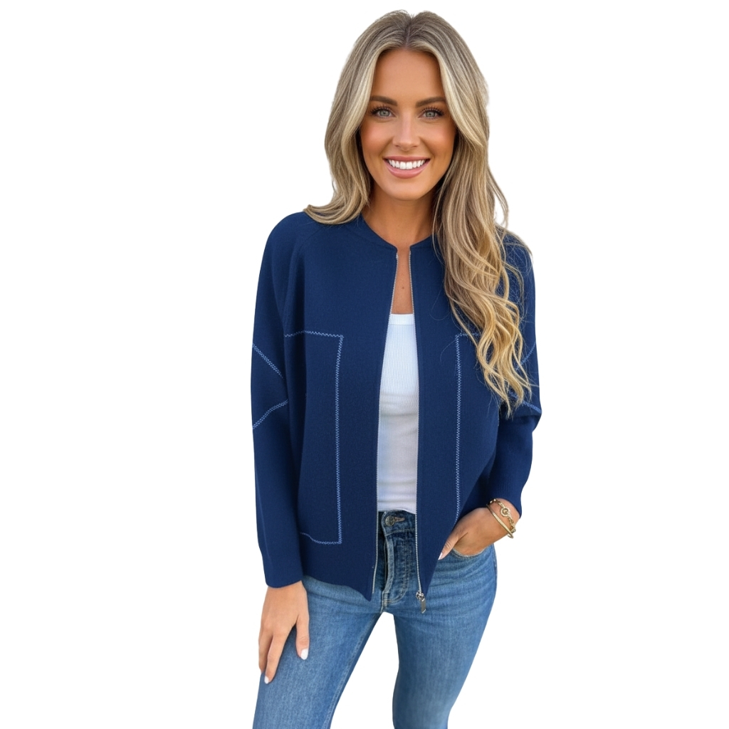 Casual Zip Front Jacket With Pockets-My Comfy Blouse