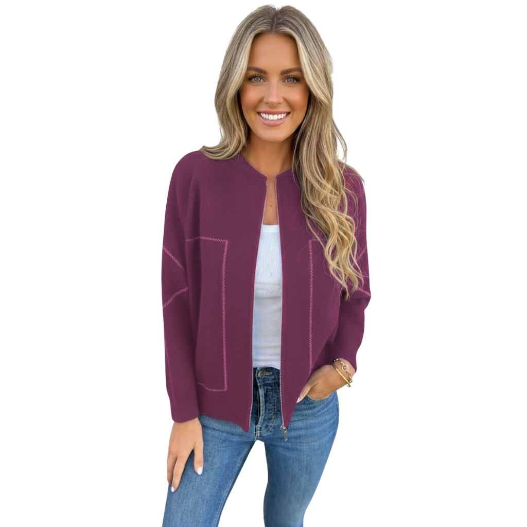 Casual Zip Front Jacket With Pockets-My Comfy Blouse