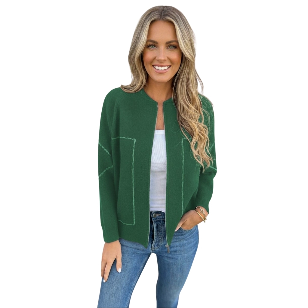 Casual Zip Front Jacket With Pockets-My Comfy Blouse