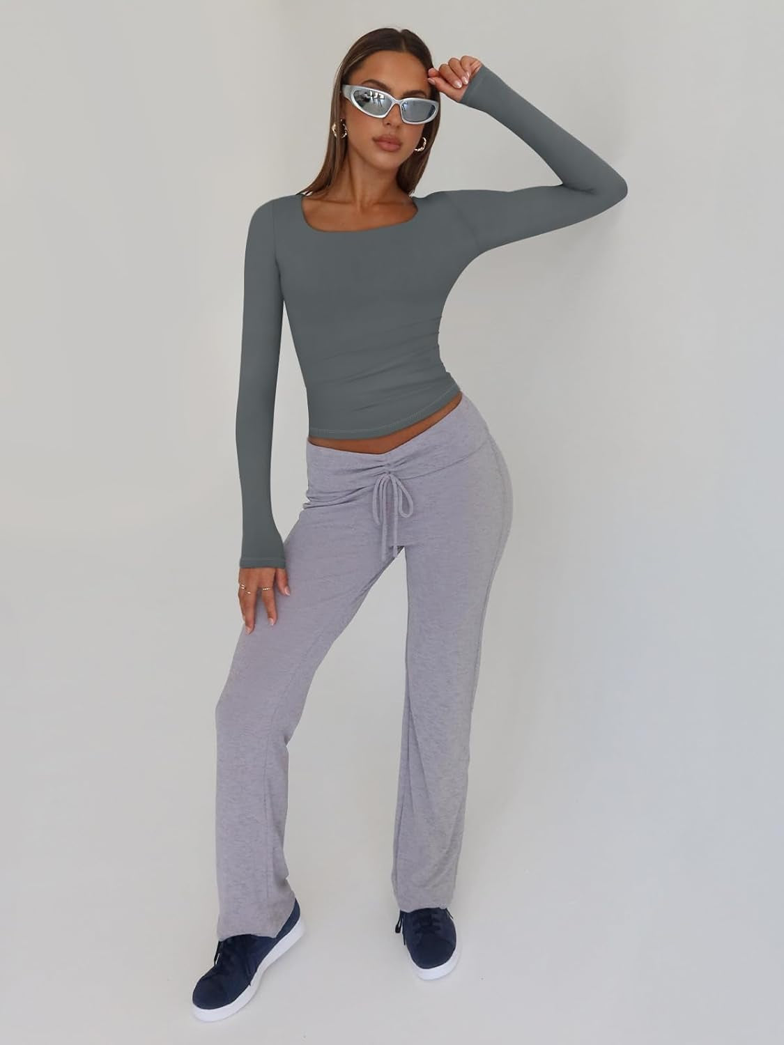 Casual Long Sleeve Crop Tops-My Comfy Blouse