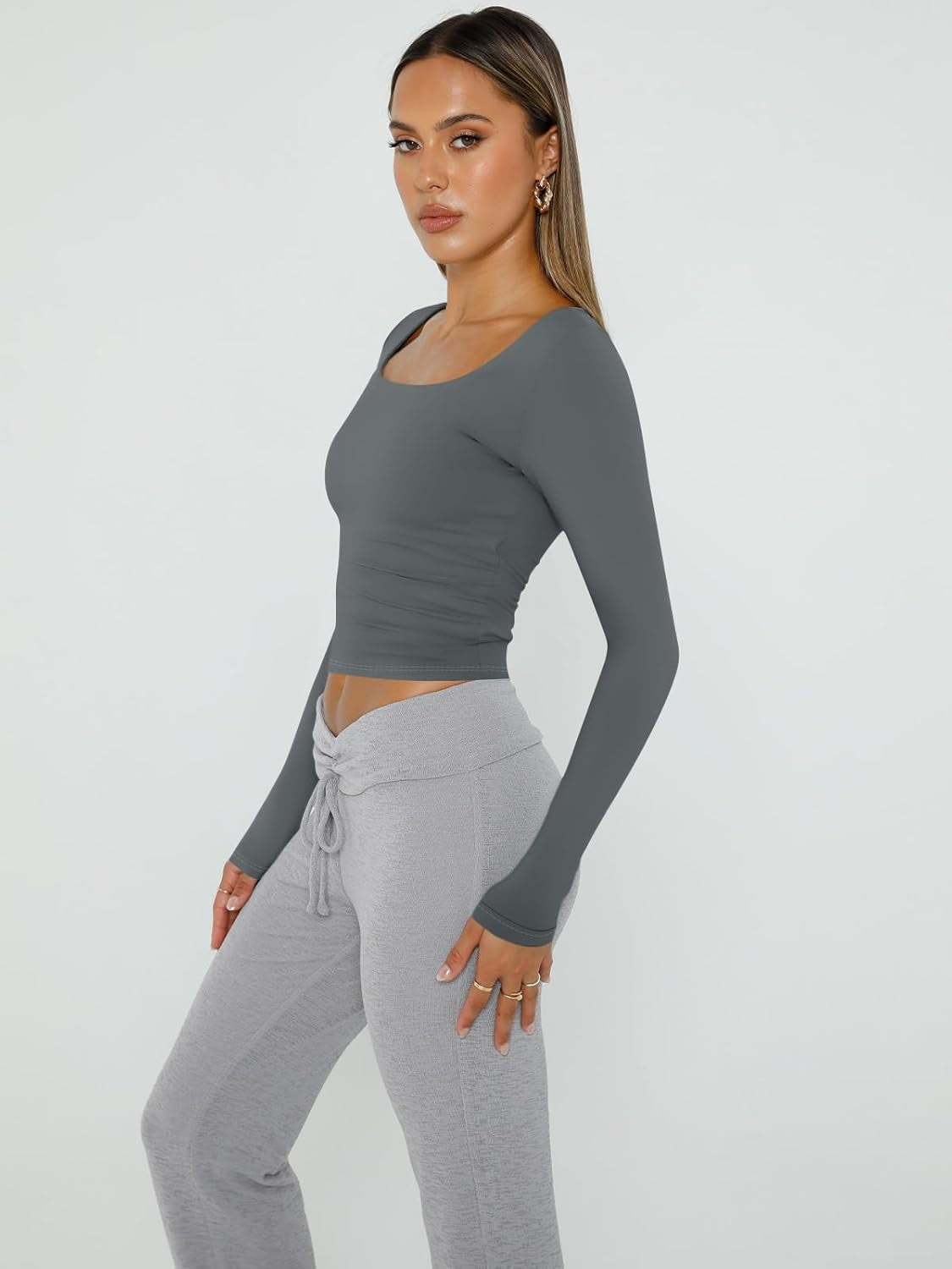Casual Long Sleeve Crop Tops-My Comfy Blouse