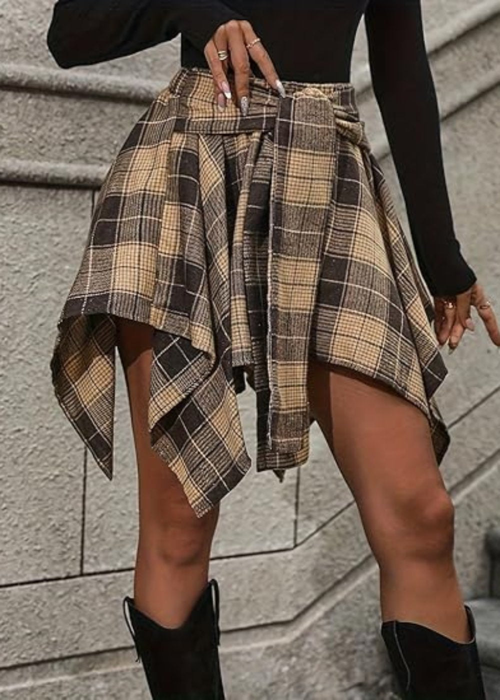 Casual Plaid Patterned Short Skirt-My Comfy Blouse