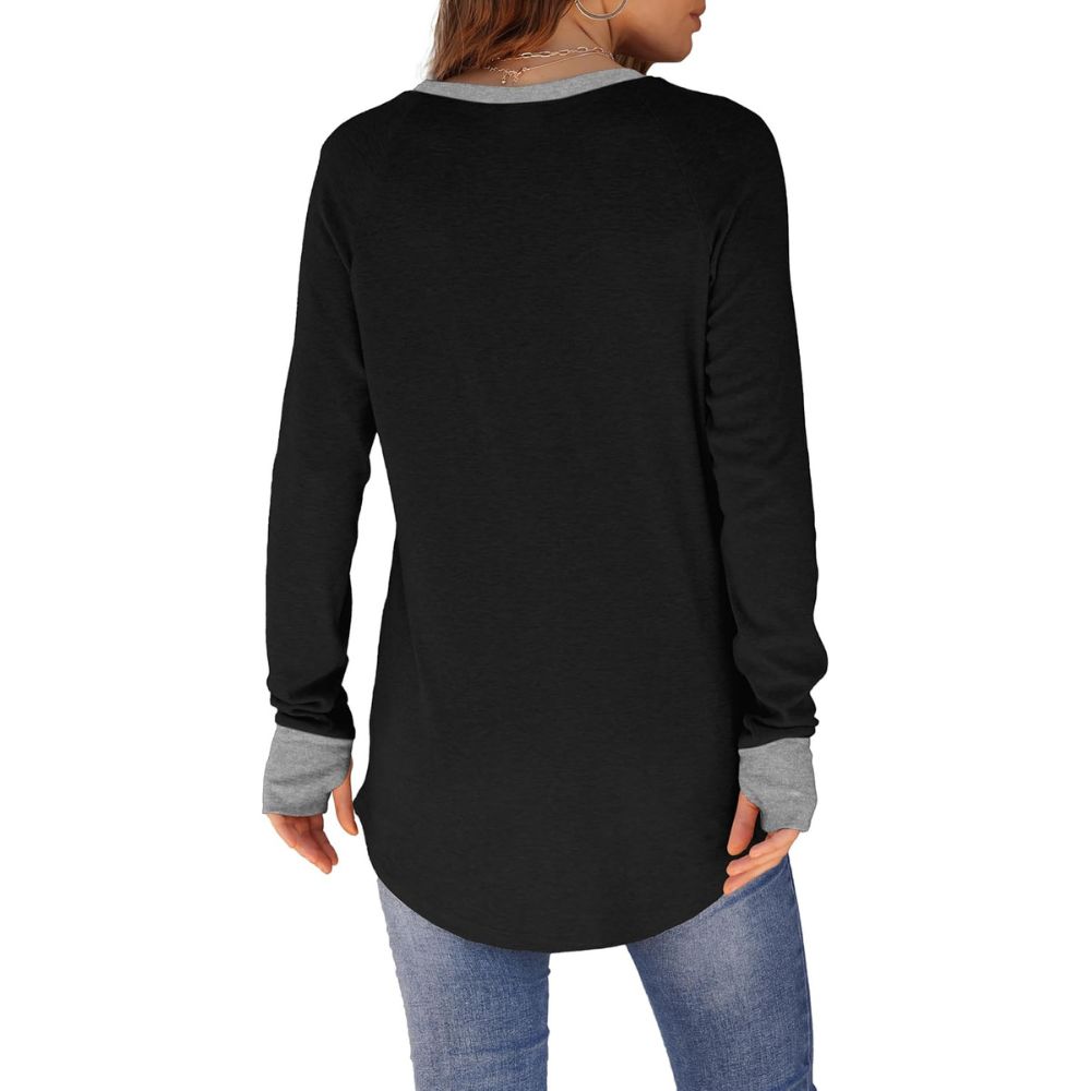 Women's Tunic Tops Long Sleeve Thumb Hole Shirts Crew Neck