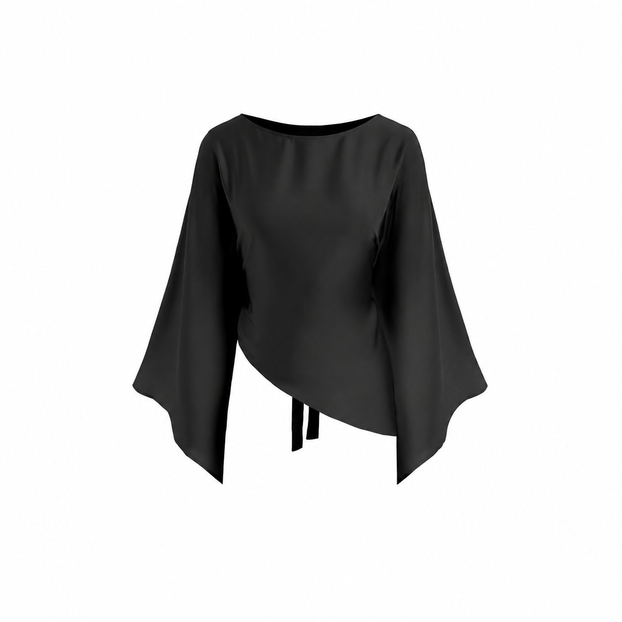 Asymmetrical Draped Blouse with Flared Design for Women