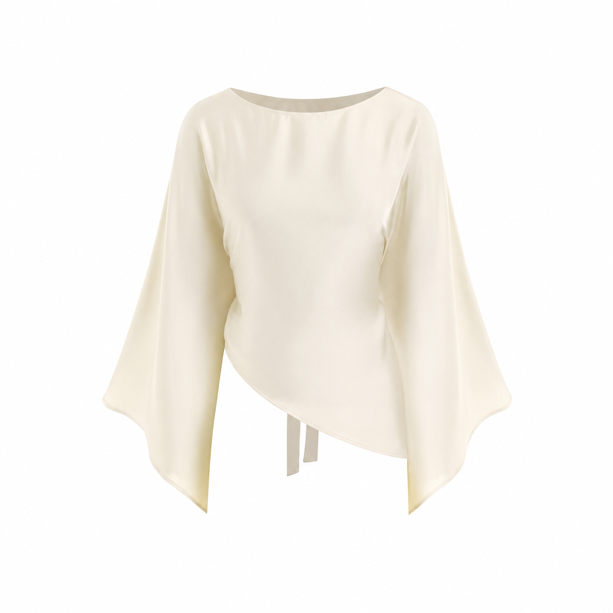 Asymmetrical Draped Blouse with Flared Design for Women