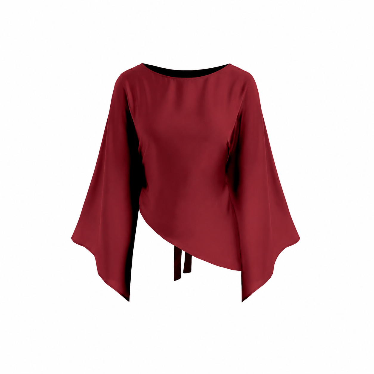 Asymmetrical Draped Blouse with Flared Design for Women