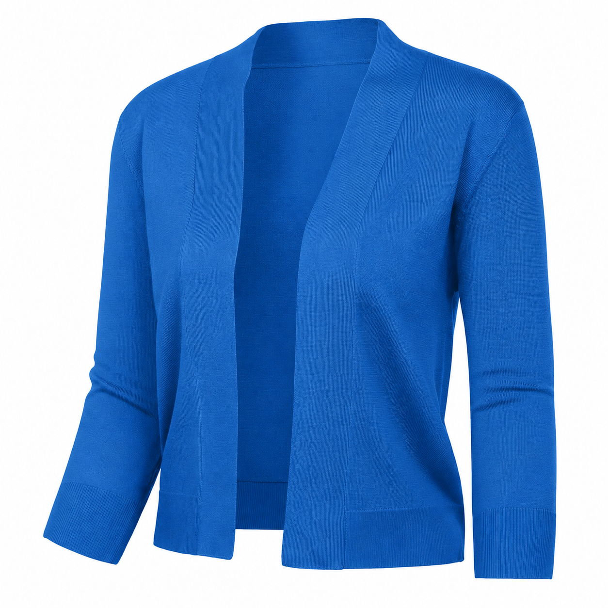 Lightweight Cropped Open Front Cardigan with Three Quarter Sleeves for Women