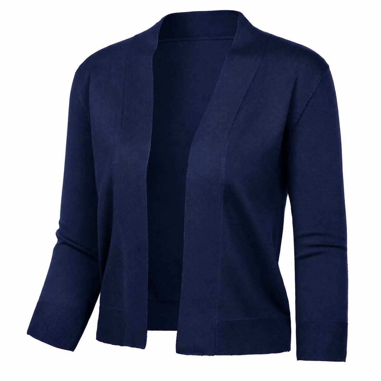 Lightweight Cropped Open Front Cardigan with Three Quarter Sleeves for Women