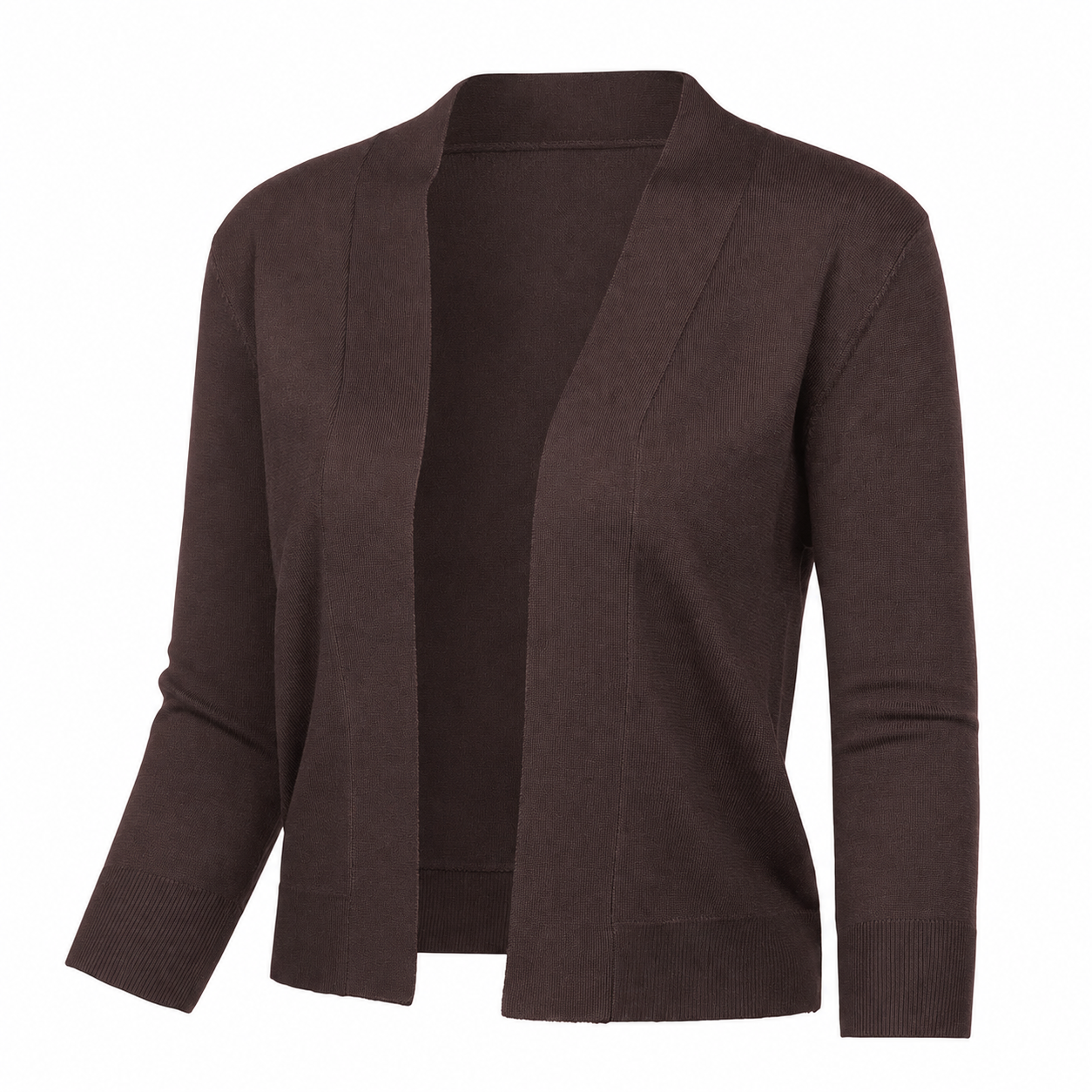 Lightweight Cropped Open Front Cardigan with Three Quarter Sleeves for Women