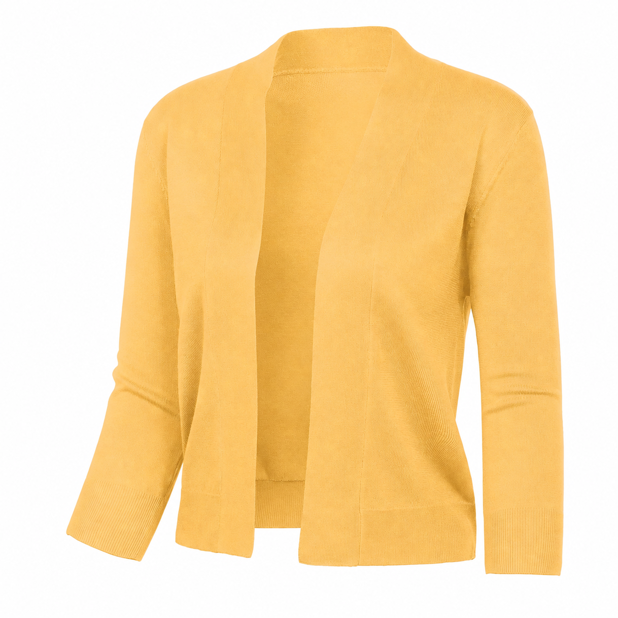 Lightweight Cropped Open Front Cardigan with Three Quarter Sleeves for Women