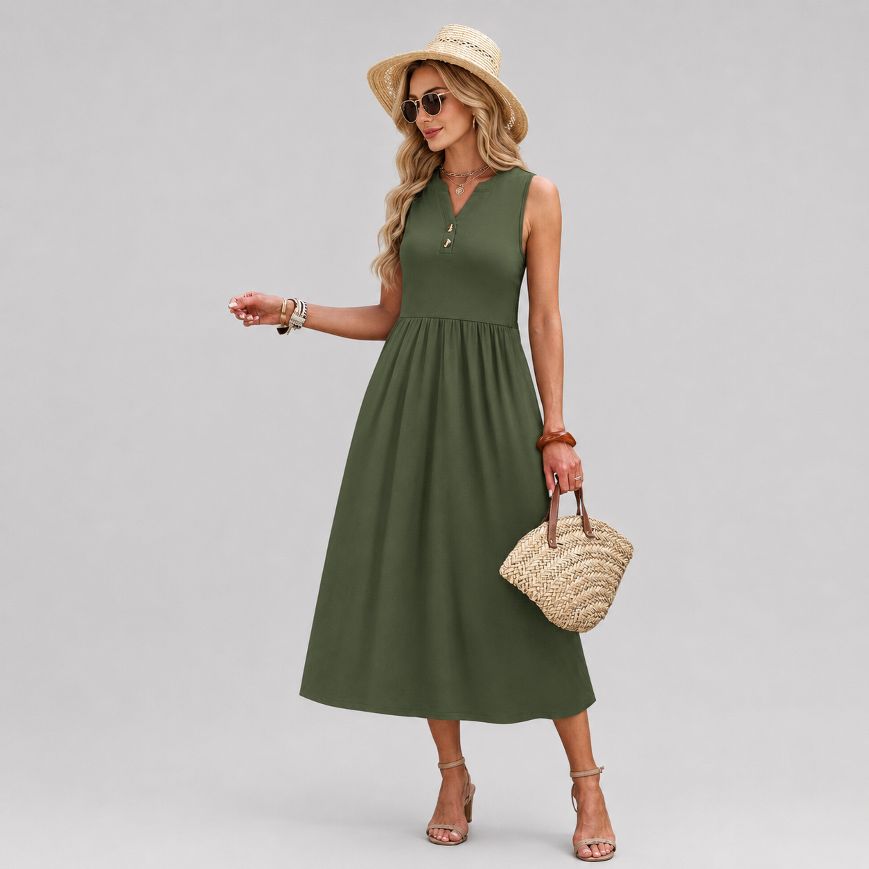 Summer Maxi Beach Vacation Sundress With Pockets For Women
