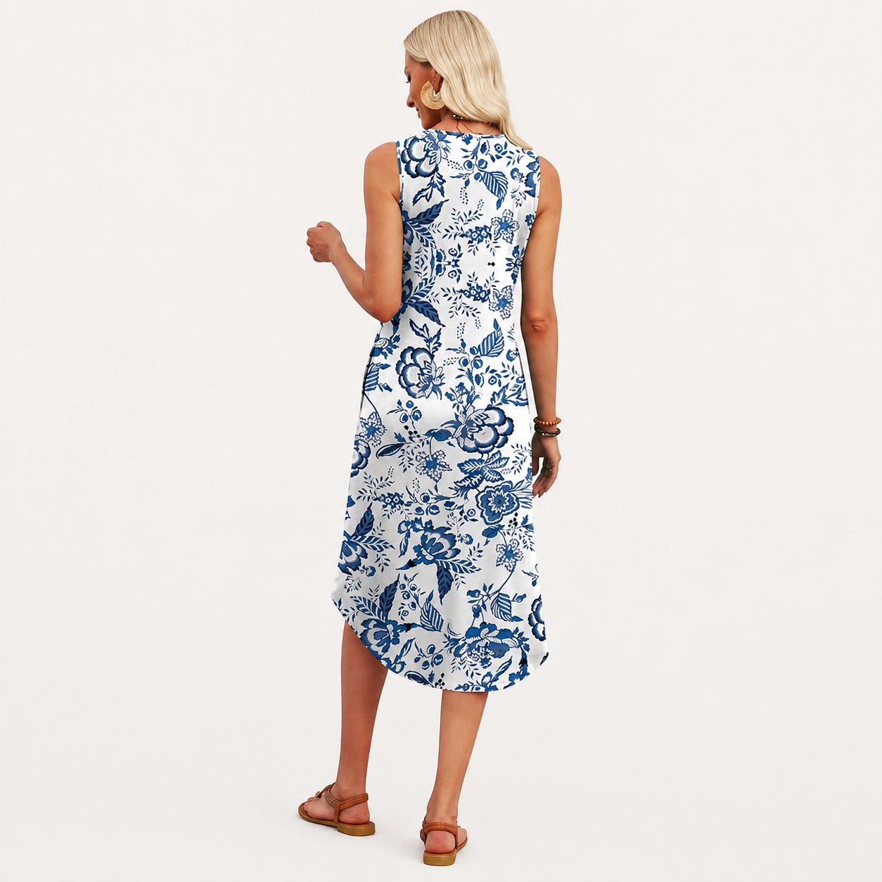 Casual Sleeveless Beach Vacation Midi  Dress For Women