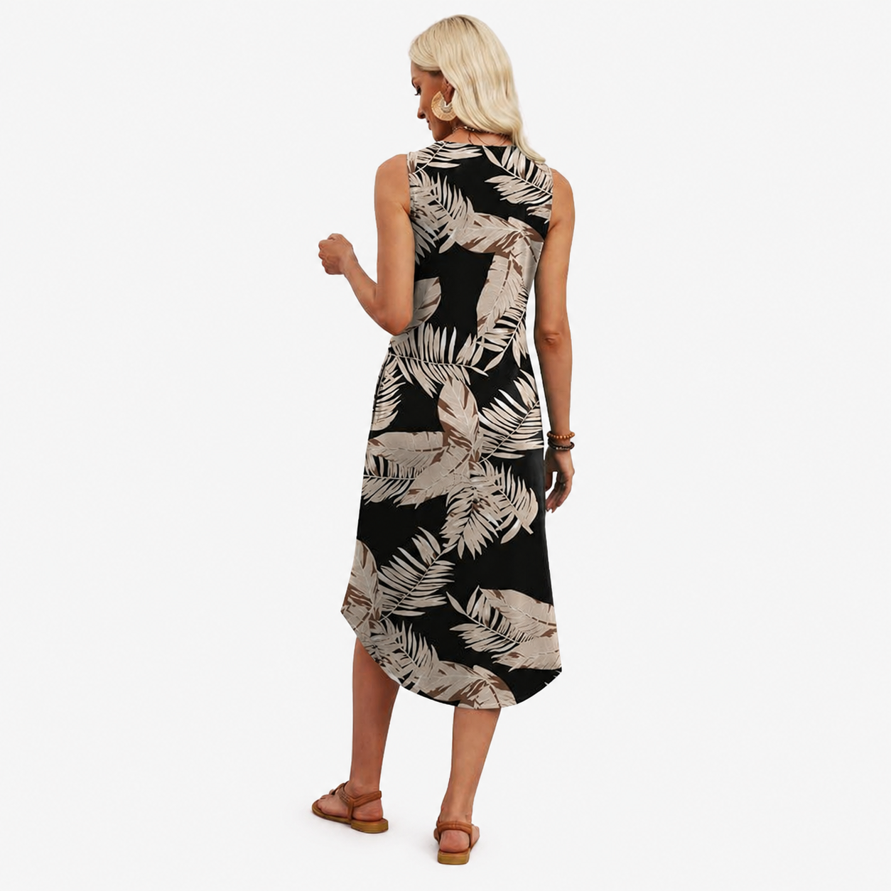 Casual Sleeveless Beach Vacation Midi  Dress For Women
