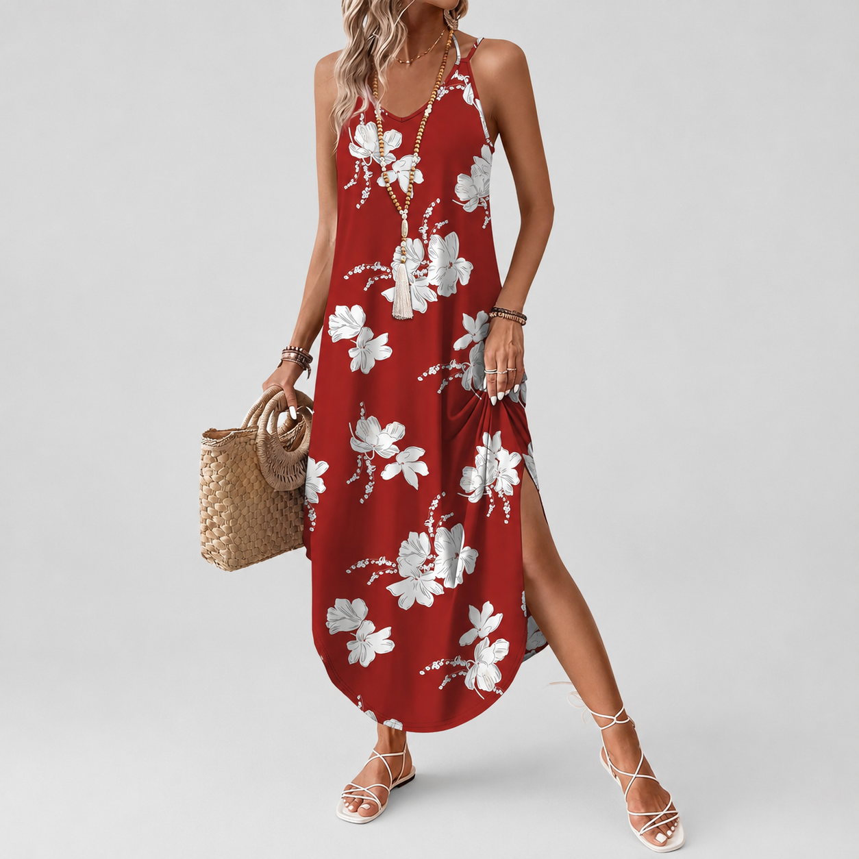 Boho Beach Summer Halter Maxi Travel Dress For Women