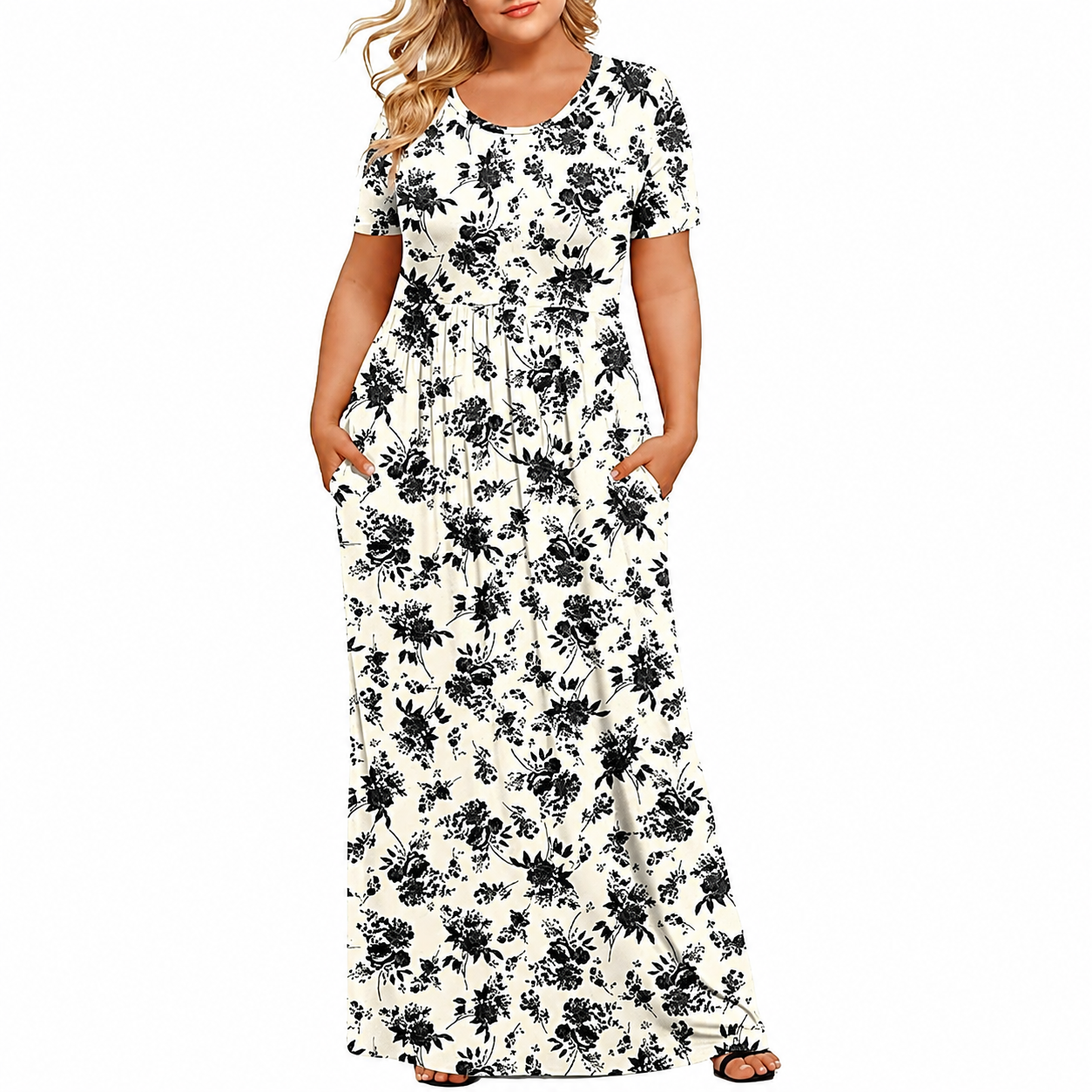 Plus Size Short Sleeve Casual Maxi Dress