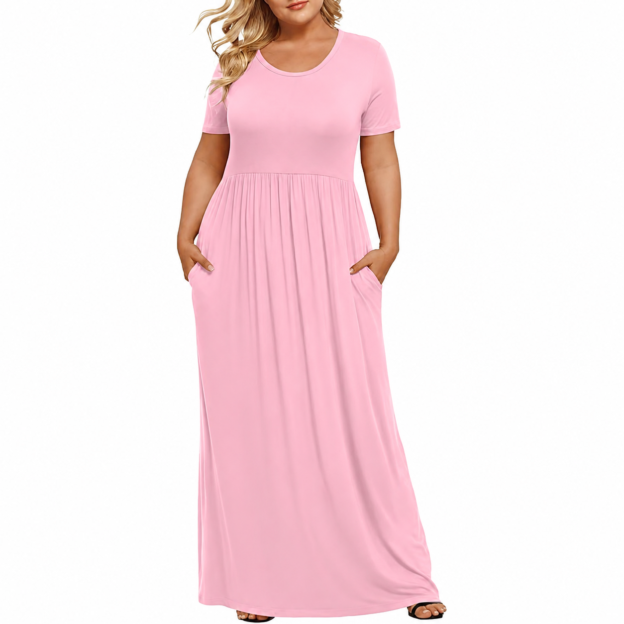 Plus Size Short Sleeve Casual Maxi Dress