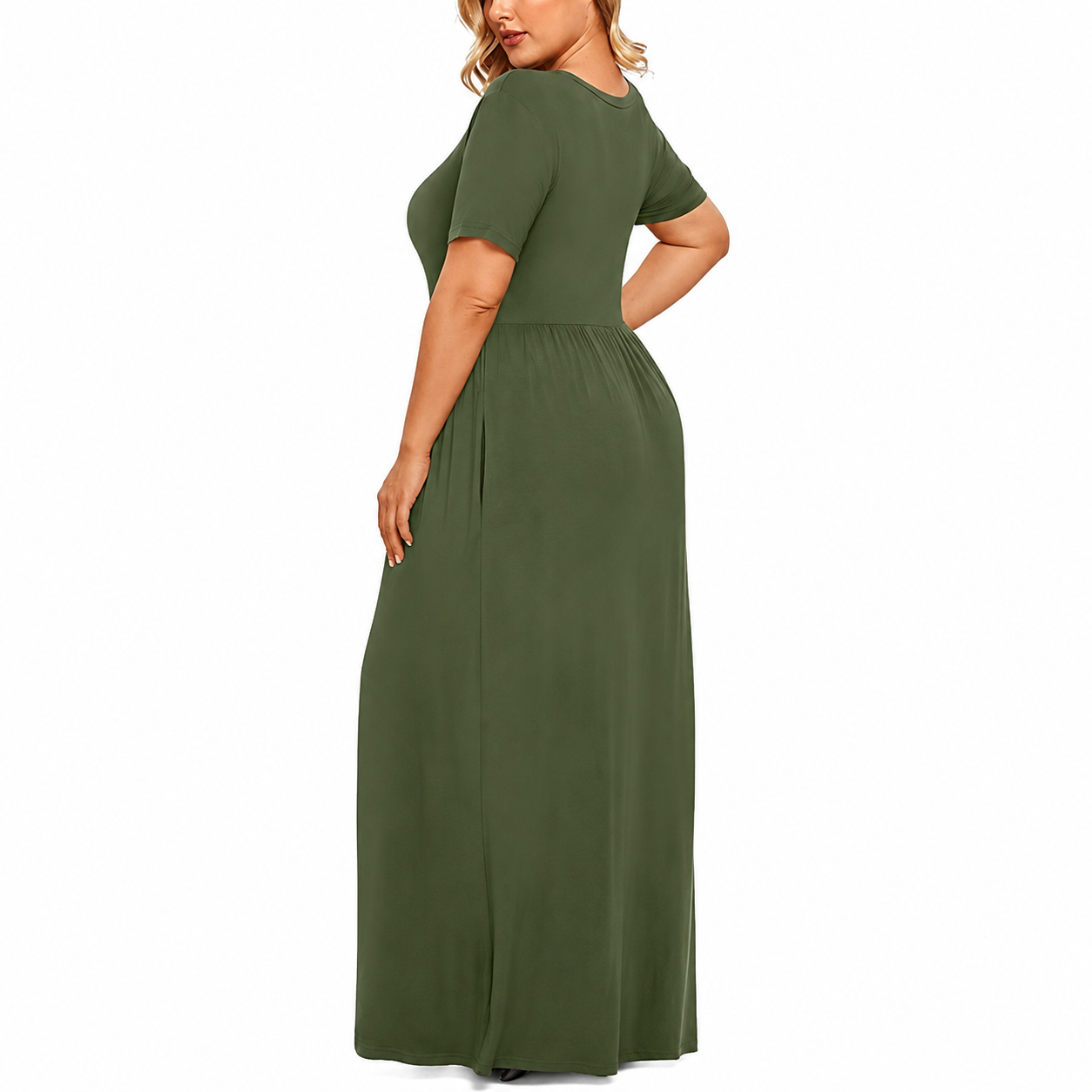 Plus Size Short Sleeve Casual Maxi Dress