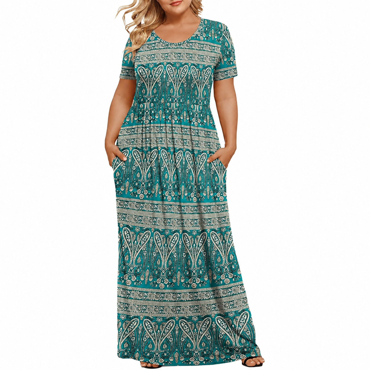 Plus Size Short Sleeve Casual Maxi Dress