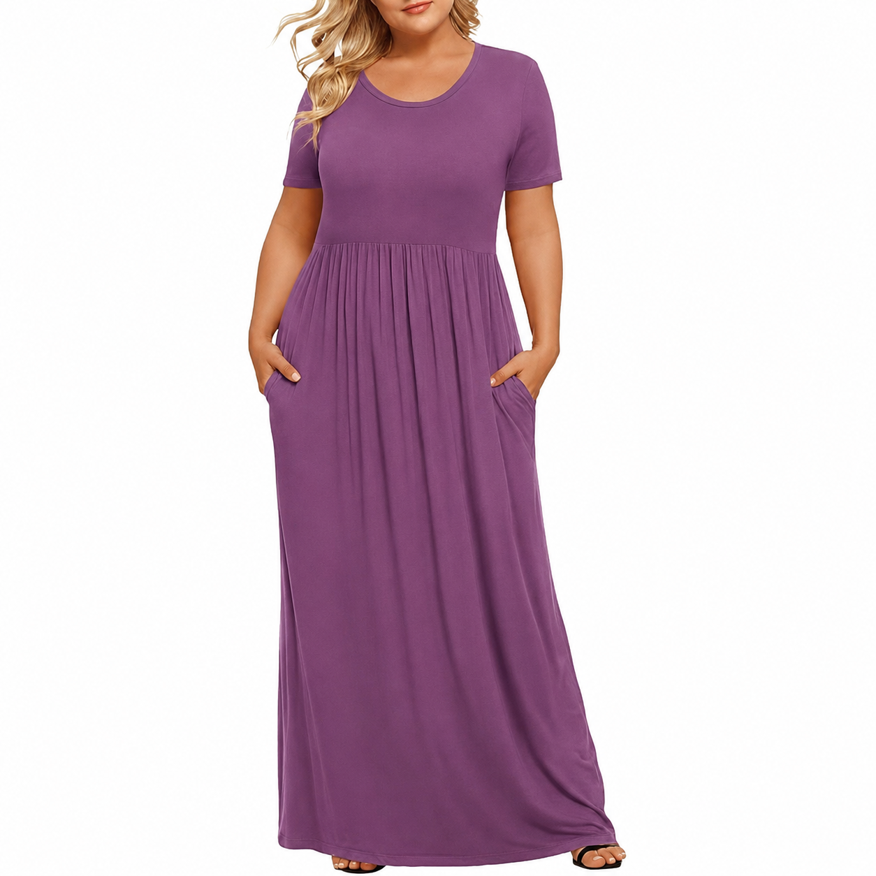 Plus Size Short Sleeve Casual Maxi Dress