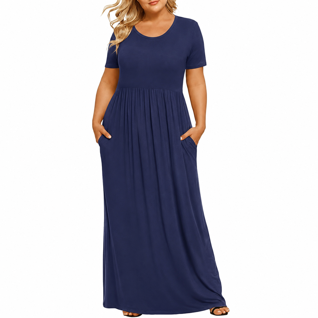 Plus Size Short Sleeve Casual Maxi Dress