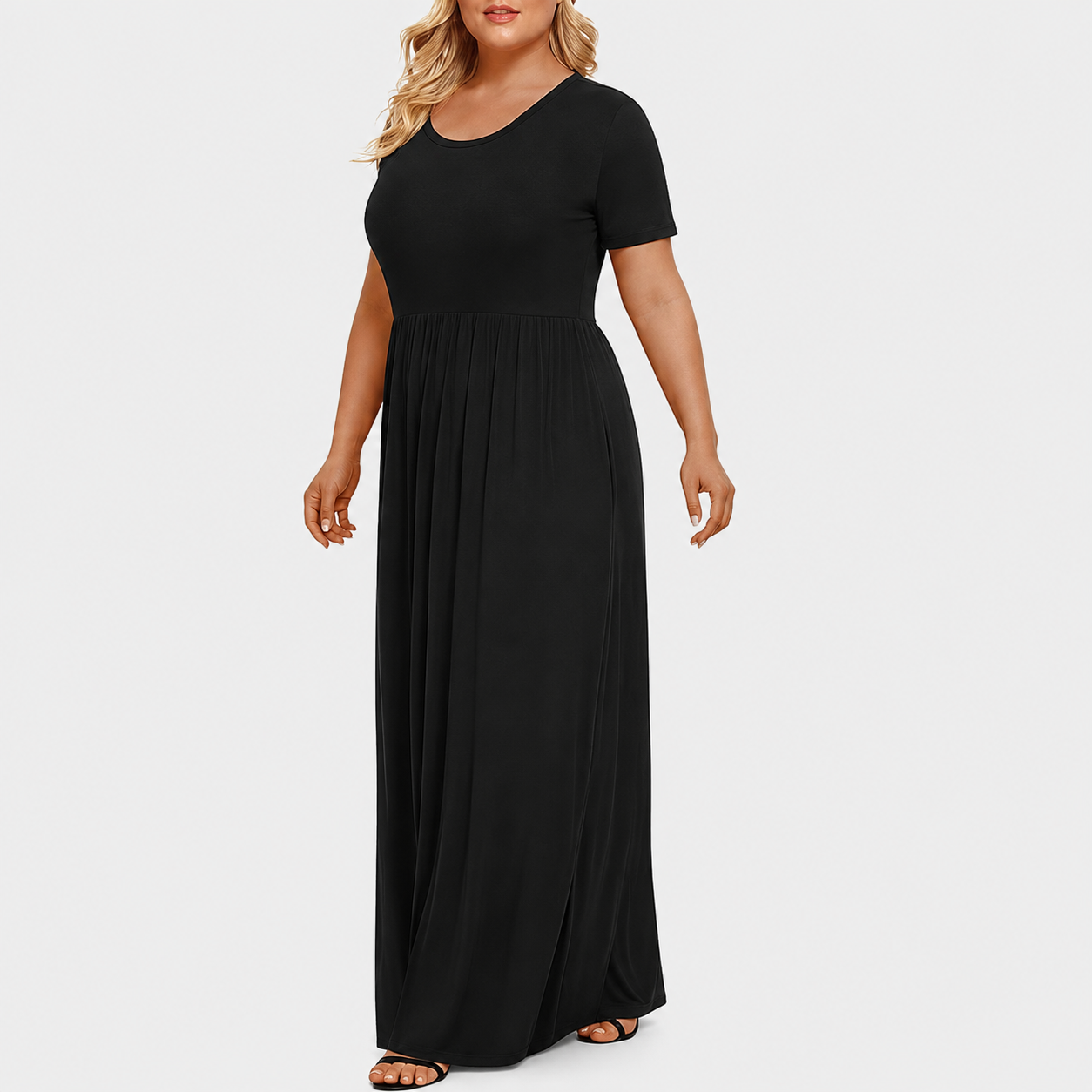 Plus Size Short Sleeve Casual Maxi Dress