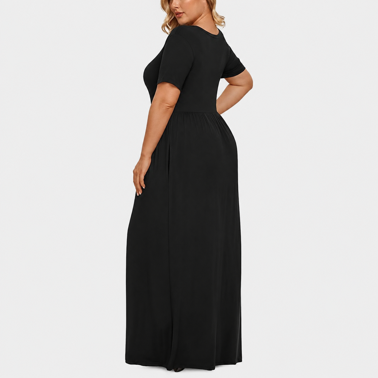Plus Size Short Sleeve Casual Maxi Dress