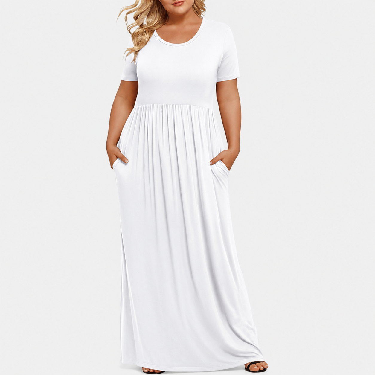 Plus Size Short Sleeve Casual Maxi Dress