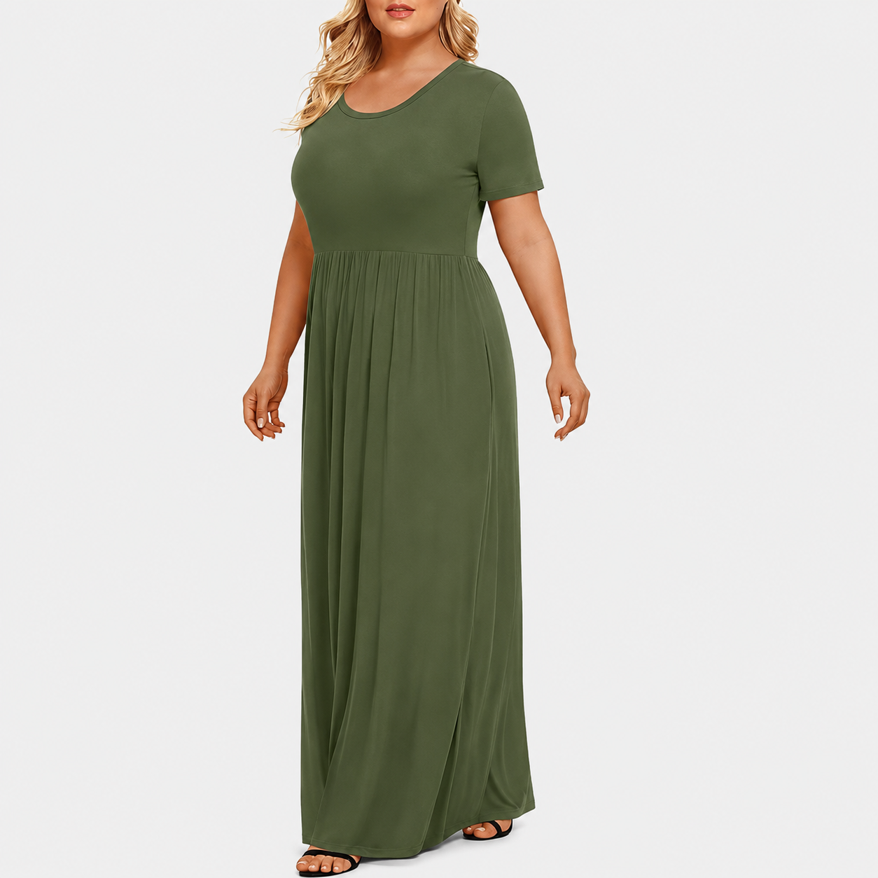 Plus Size Short Sleeve Casual Maxi Dress