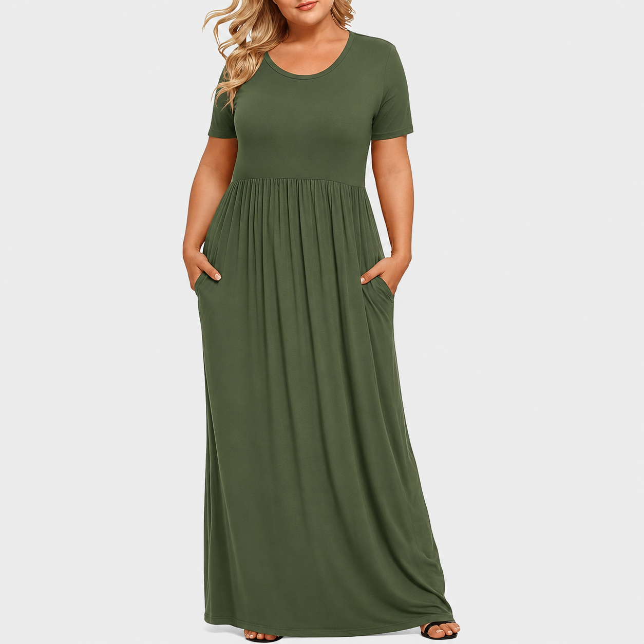 Plus Size Short Sleeve Casual Maxi Dress