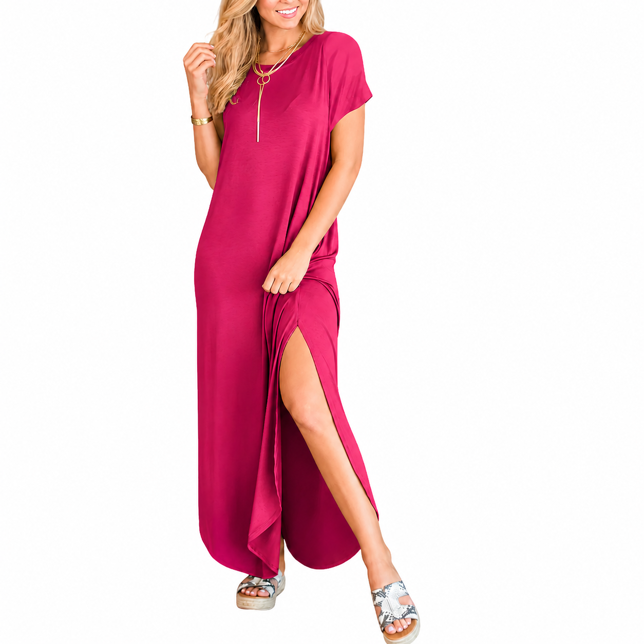 Casual Maxi Short Sleeve Sundress Dress For Women