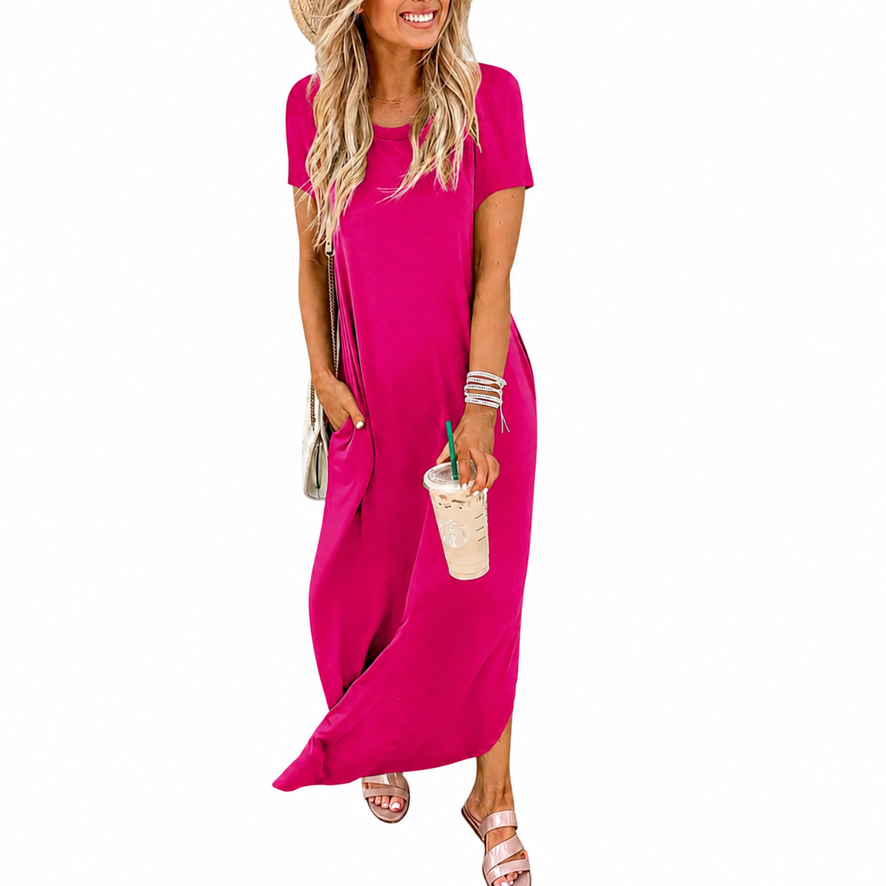 Casual Maxi Short Sleeve Sundress Dress For Women